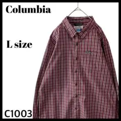 Columbia コロンビア チェック柄 長袖シャツ レギュラーカラー 赤 L