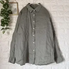 【無印良品】リネン洗いざらしレギュラーカラーシャツ　size L