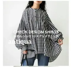 新品　アンティカ　 チェック柄シャツ 長袖 ぽわん袖のサムネイル