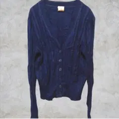 ✨希少 西ドイツ製 ヴィンテージ ウール混 ニット カーディガン 紺色