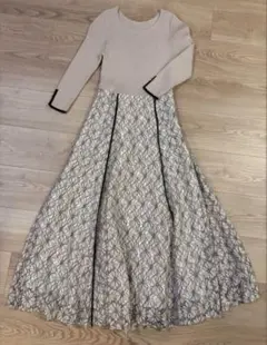 アプワイザーリッシェ　配色レース切替ドッキングワンピース　ピンクベージュ