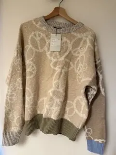 sacai サカイ ニット セーター 花柄 フローラル ベージュ ブルー 3