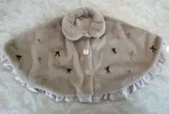 ❤️可愛いさ抜群❤️フリルリボン刺繍ファーポンチョ