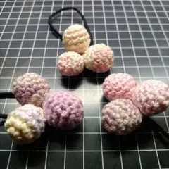 かぎ針編みボール型ヘアゴム3個セット