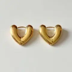 【ワンタッチピアス】ゴールド/メタル/ハート/カジュアル