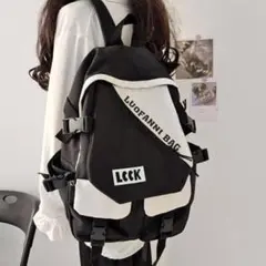 モノトーン レディース メンズ リュック ブラック学生韓国可愛い原宿系 スクール