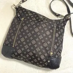 【美品】 ラシット ショルダーバッグ モノグラム 軽量 総柄 ブラウン ナイロン