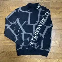 LUXEAKMPLUS ゴルフ総柄ハイネックニット　ブラックM
