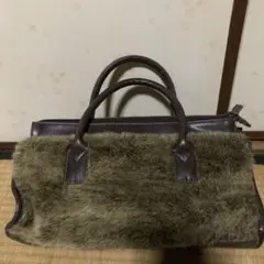 ファー レザー ハンドバッグ　ボストンバック　未使用
