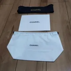 CHANEL ポーチ 巾着 マチあり 白 コットン　おまけ付き