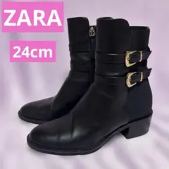 ZARA ブラック サイドゴアブーツ 37(24cm)