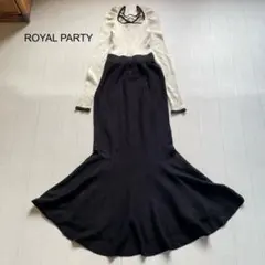 ROYAL PARTY デコルテライン配色ニットマーメイドワンピース F