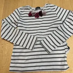 BEBE 長袖カットソー グレー ストライプ