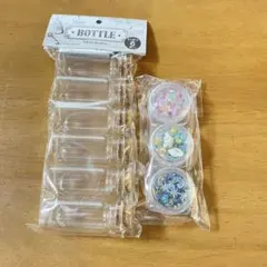ミニボトル5個セットとデコパーツ＋プラスチィックパール