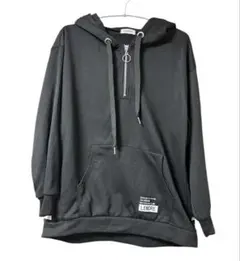 ハーフジップパーカー ロゴトレーナー　黒