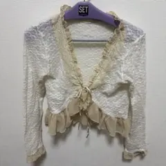 axes femme ホワイト クロップドカーディガン