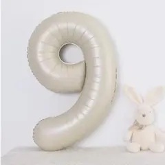 ナンバーバルーン 9 くすみベージュ 数字 風船 お誕生日 記念日 飾付け 祝い