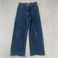 マウジー　ワイドストレートデニム　ブルー27インチ