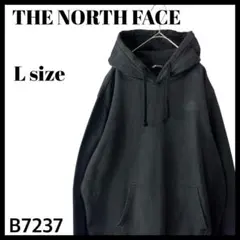 ザノースフェイス 同系色 バックプリント スウェットパーカー 黒 メンズ L