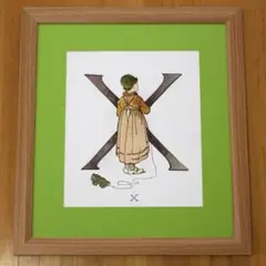 北欧ヴィンテージポスター　王子たちの花文字 「X」　海外アンティーク　植物画のサムネイル