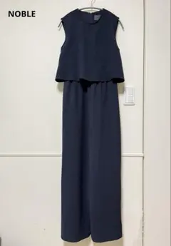 美品／NOBLE ノーブル ダブルクレープスリーブレス オールインワン
