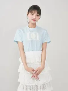 Darich ダーリッチ キルティングアップリケビジューTシャツ ホワイト