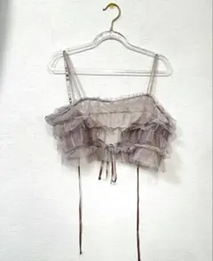 【GRL】ビスチェ キャミソールチュール グレー フリルチュール　薄いパープル