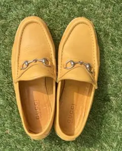 GUCCI イエロー レザーモカシン 24センチ