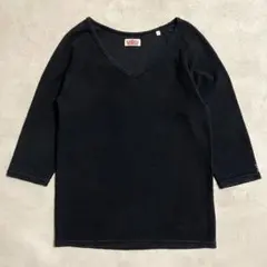 ハリウッドランチマーケット ストレッチフライス 7分袖Tシャツ ブラック M