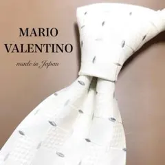 ★【極美品】 MARIO VALENTINOネクタイ チェック ホワイト 国産品
