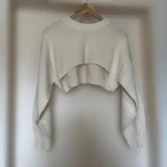 WEGOアイボリー クロップドニットセーター