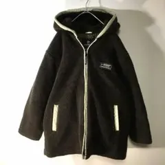 【個性派古着】ダンロップ　長袖ボアフルジップパーカー　茶色　大きいバックロゴ　L