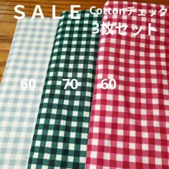 ◇ＳＡＬＥ◇Cottoチェック2枚セット1.3㍍グリーン系赤系