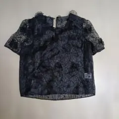 JILL STUART　黒 フラワーレース 半袖ブラウス　透け　レース　Sサイズのサムネイル
