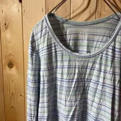 AE6205 L.L.Bean 長袖Tシャツ ブルーボーダー レディース Lのサムネイル