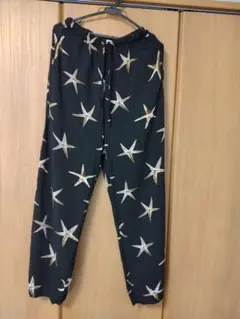 ヒトデ柄 ワイドパンツ ブラック