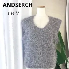美品 ANDSERCH アンドサーチ ファーベスト★グレー M 重ね着
