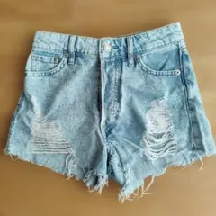 （美品）H&M・レディースハイウエストデニムショーパン（Sサイズ）