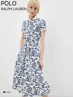【美品】ポロラルフローレン シャツワンピース ペイズリーフラワー 大きいサイズ
