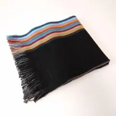 【美品】ポールスミス ストライプ×ブラック マフラー