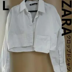 ZARA ポケット シャツ ブラウス ショート クロップド 長袖