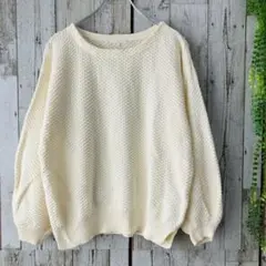 ☆スタジオクリップ☆ニット セーター アイボリー系 L 長袖 ボートネック