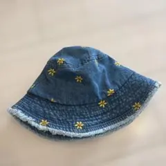 ZARA デニム 花刺繍 バケットハット