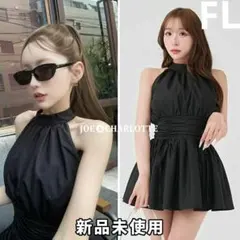 ダーリッチ darich アメスリギャザーフレアミニワンピース BLK FL