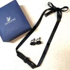 Swarovski スワロフスキー ネックレス チョーカー イヤリング 黒