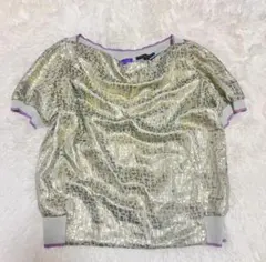 路易威登 絲綢短袖上衣 38 總圖案 紫色