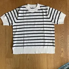 お値下げしました！試着のみストライプデザイン 半袖ニット M