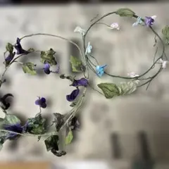 シルク布野すみれ　小花ガーランド *布花　染め花*インテリア　スワッグ
