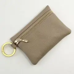 【新品】本革キーリング付きパスケース パステルグレージュ