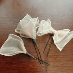 シフォンリボンヘアピン　３個セット